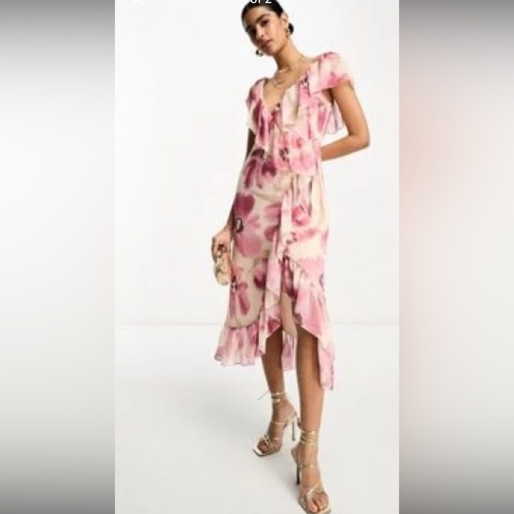 ASOS design pink and white floral dress